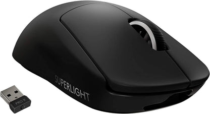 ماوس الألعاب اللاسلكي Logitech G PRO X SUPERLIGHT، خفيف الوزن للغاية، مستشعر HERO 25K، 25600 نقطة في البوصة، 5 أزرار قابلة للبرمجة، عمر بطارية طويل، متوافق مع جهاز الكمبيوتر / ماك - أسود