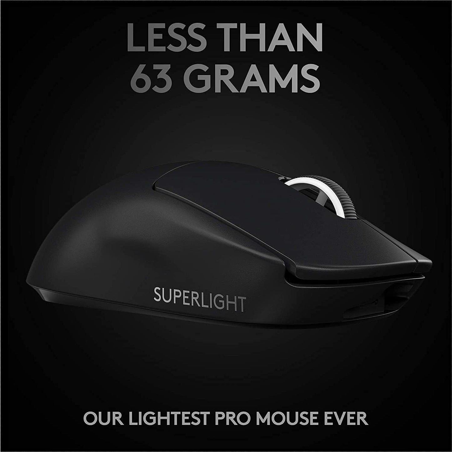 ماوس الألعاب اللاسلكي Logitech G PRO X SUPERLIGHT، خفيف الوزن للغاية، مستشعر HERO 25K، 25600 نقطة في البوصة، 5 أزرار قابلة للبرمجة، عمر بطارية طويل، متوافق مع جهاز الكمبيوتر / ماك - أسود