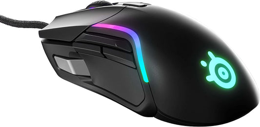 ماوس الألعاب SteelSeries Rival 5 مع إضاءة PrismSync RGB و9 أزرار قابلة للبرمجة - FPS وMOBA وMMO وBattle Royale - مستشعر بصري TrueMove Air 18,000 CPI - أسود