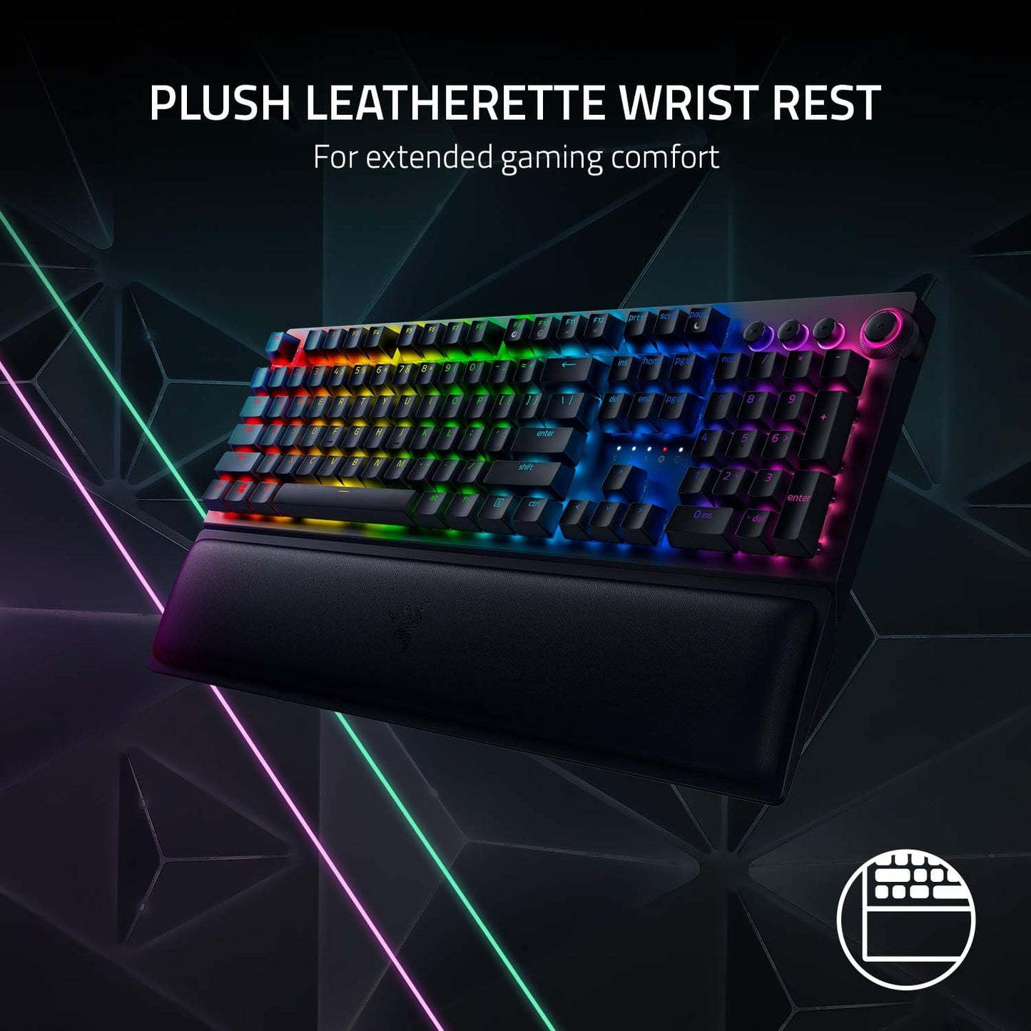 لوحة مفاتيح الألعاب اللاسلكية الميكانيكية Razer BlackWidow V3 Pro: مفاتيح ميكانيكية خضراء - تعمل باللمس والنقر - إضاءة Chroma RGB - أغطية مفاتيح Doubleshot ABS - غطاء مفتاح شفاف - بلوتوث/2.4 جيجا هرتز