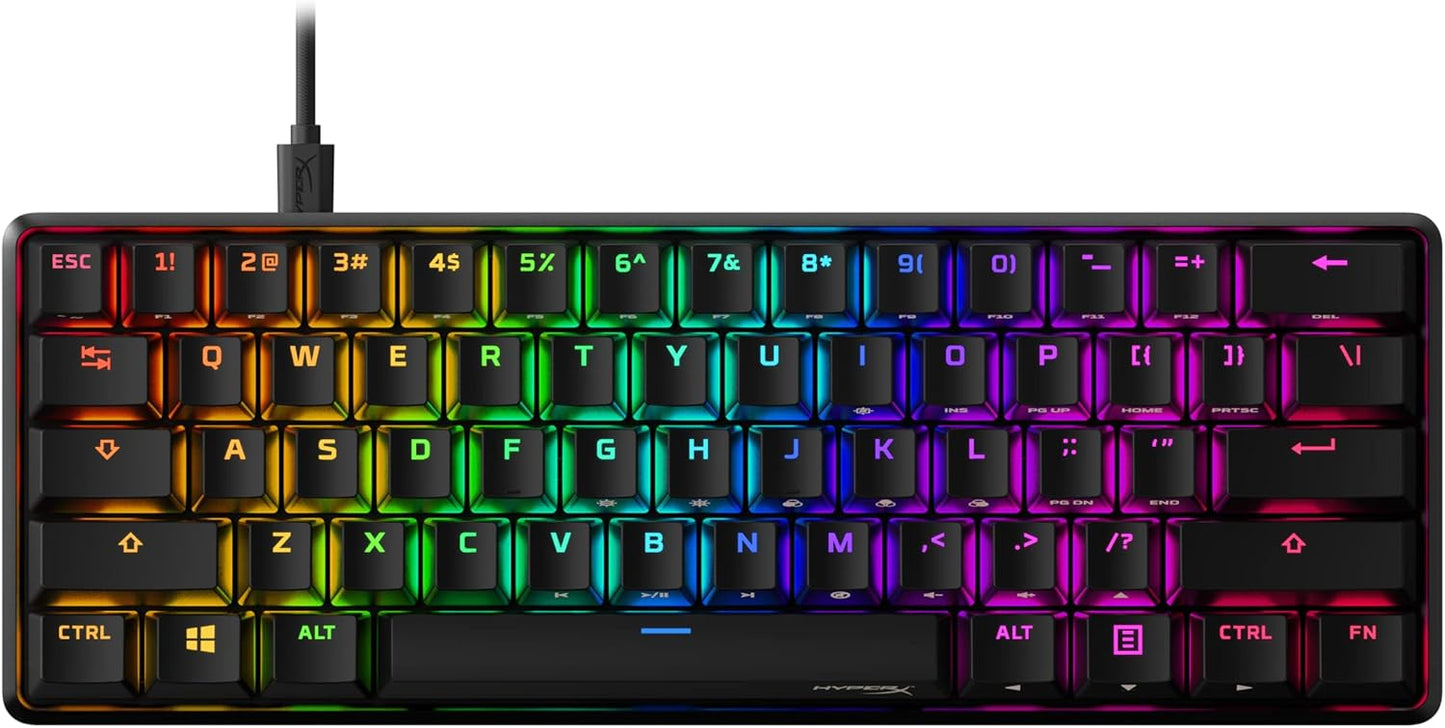 HyperX Alloy Origins Core PBT - لوحة مفاتيح ميكانيكية للألعاب TKL، أغطية مفاتيح PBT، إضاءة RGB، هيكل مدمج من الألومنيوم، قابل للتخصيص مع HyperX NGENUITY، ذاكرة مدمجة - مفتاح HyperX Tactile Aqua (صندوق مفتوح)