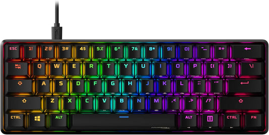 HyperX Alloy Origins Core PBT - لوحة مفاتيح ميكانيكية للألعاب TKL، أغطية مفاتيح PBT، إضاءة RGB، هيكل مدمج من الألومنيوم، قابل للتخصيص مع HyperX NGENUITY، ذاكرة مدمجة - مفتاح HyperX Tactile Aqua (صندوق مفتوح)