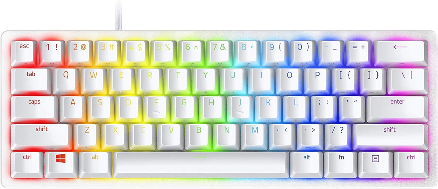 لوحة مفاتيح Razer Huntsman Mini 60% - مفاتيح بصرية خطية، Chroma RGB، Mercury White