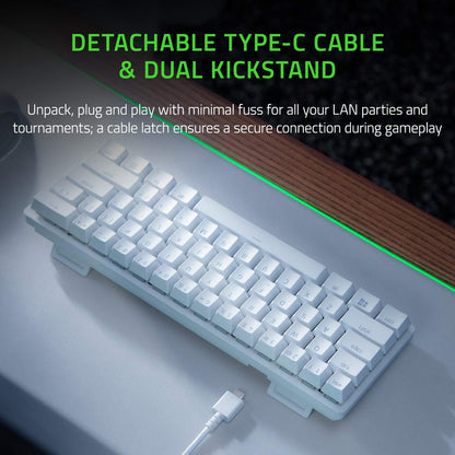 لوحة مفاتيح Razer Huntsman Mini 60% - مفاتيح بصرية خطية، Chroma RGB، Mercury White