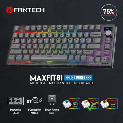 لوحة مفاتيح ميكانيكية لاسلكية FANTECH MAXFIT81 - سوداء