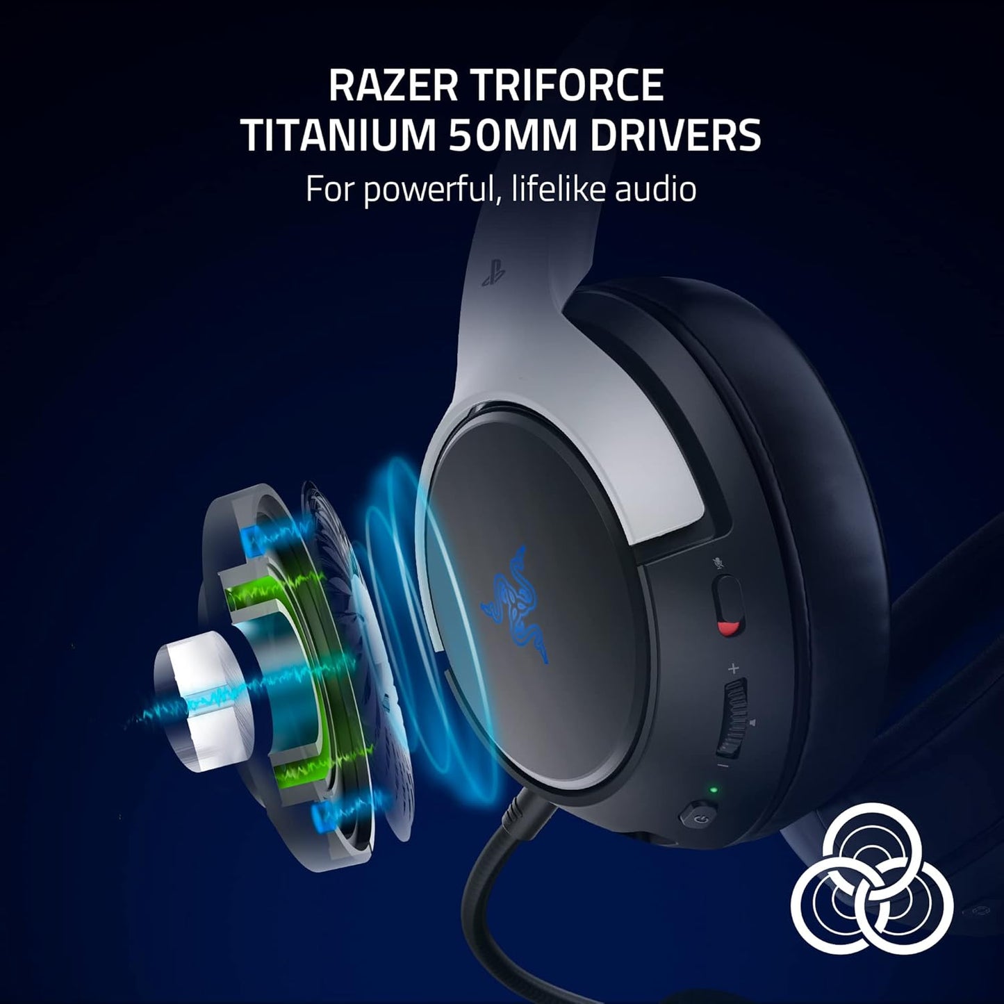 سماعة الألعاب اللاسلكية Razer Kaira Pro HyperSpeed مع Haptics لـ Playstation 5 / PS5، PS4، الكمبيوتر الشخصي، الهاتف المحمول: مشغلات تيتانيوم 50 مم - ميكروفون هجين - بلوتوث منخفض الكمون - بطارية تدوم 30 ساعة - أبيض وأسود