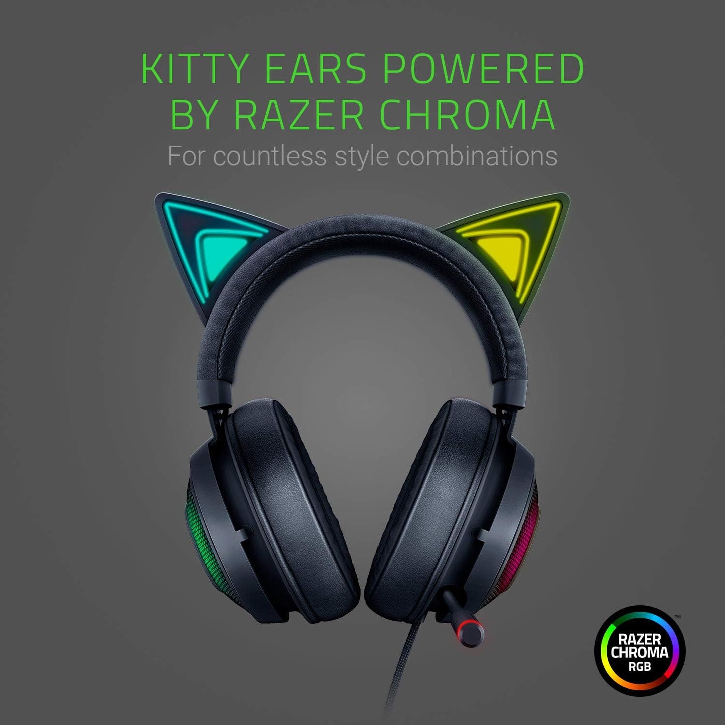 سماعة الألعاب Razer Kraken Kitty RGB USB - أسود كلاسيكي