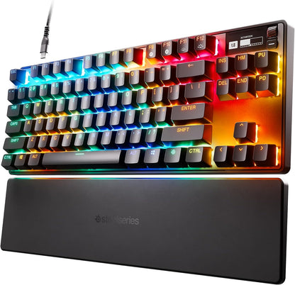 لوحة مفاتيح الألعاب SteelSeries Apex Pro TKL HyperMagnetic - تشغيل قابل للتعديل - Esports Tenkeyless - شاشة OLED - RGB - أغطية مفاتيح PBT - USB-C