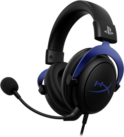 HyperX Cloud - سماعة رأس للألعاب، منتج مرخص رسميًا من PlayStation، لأجهزة PS5 وPS4، راحة إسفنجية الذاكرة، ميكروفون عازل للضوضاء، إطار ألومنيوم متين، أسود