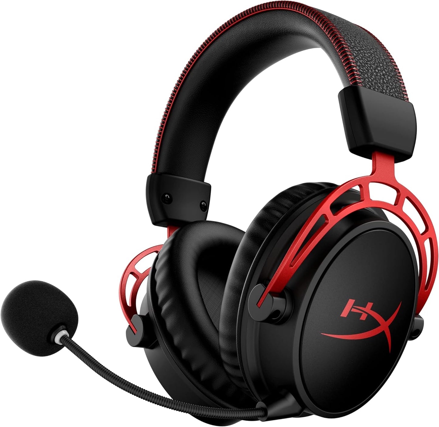 سماعة الألعاب اللاسلكية HyperX Cloud Alpha (صندوق مفتوح) للكمبيوتر الشخصي مع سماعة رأس DTS: صوت مكاني X، ميكروفون لإلغاء الضوضاء، برامج تشغيل مزدوجة الغرفة، إطار ألومنيوم متين - عمر 300 ساعة، أحمر (متجدد)