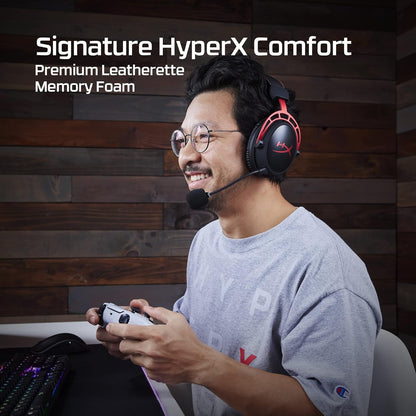 سماعة الألعاب اللاسلكية HyperX Cloud Alpha (صندوق مفتوح) للكمبيوتر الشخصي مع سماعة رأس DTS: صوت مكاني X، ميكروفون لإلغاء الضوضاء، برامج تشغيل مزدوجة الغرفة، إطار ألومنيوم متين - عمر 300 ساعة، أحمر (متجدد)