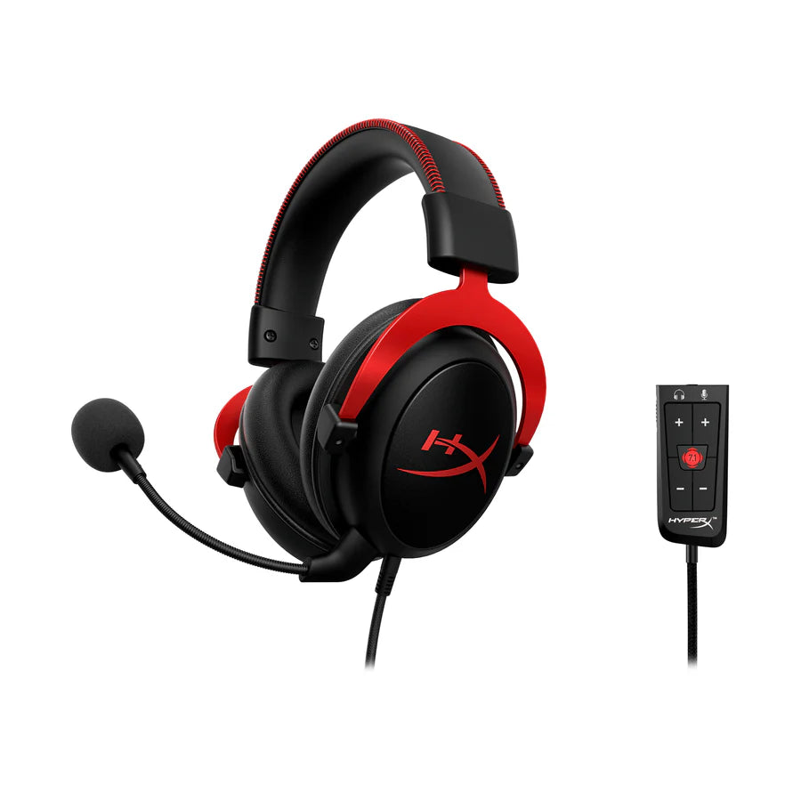 HyperX Cloud II (OPEN BOX) - سماعة رأس للألعاب، صوت محيطي افتراضي 7.1، وسادات أذن من إسفنج الذاكرة، إطار ألومنيوم متين، ميكروفون قابل للفصل، يعمل مع الكمبيوتر الشخصي، PS5، PS4 - أبيض/وردي