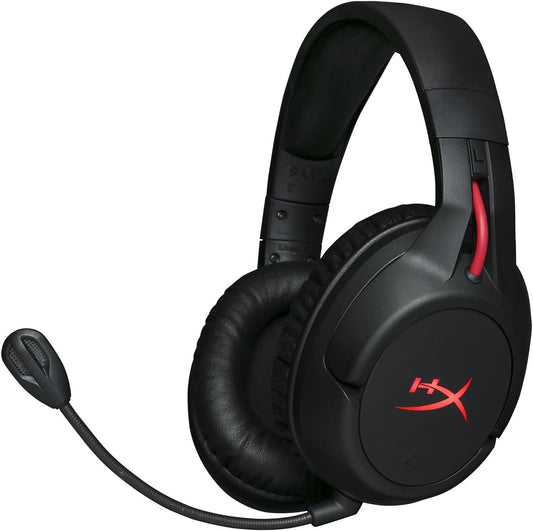 HyperX Cloud Flight (صندوق مفتوح) - سماعة ألعاب لاسلكية، بطارية طويلة الأمد تصل إلى 30 ساعة، ميكروفون قابل للفصل لإلغاء الضوضاء، ضوء LED أحمر، رغوة ذاكرة مريحة، تعمل مع الكمبيوتر الشخصي، PS4 وPS5