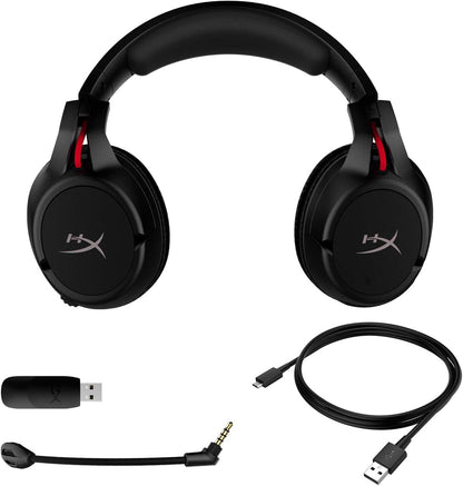 HyperX Cloud Flight (صندوق مفتوح) - سماعة ألعاب لاسلكية، بطارية طويلة الأمد تصل إلى 30 ساعة، ميكروفون قابل للفصل لإلغاء الضوضاء، ضوء LED أحمر، رغوة ذاكرة مريحة، تعمل مع الكمبيوتر الشخصي، PS4 وPS5