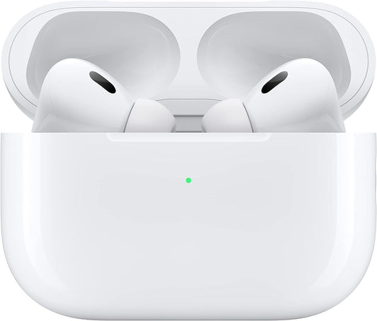 سماعات أذن لاسلكية Apple AirPods Pro (الجيل الثاني)، إلغاء ضوضاء أكثر نشاطًا بما يصل إلى 2X، شفافية متكيفة، حافظة شحن MagSafe للصوت المكاني مخصصة (Lightning) سماعات بلوتوث لهاتف iPhone أخضر أزرق داكن