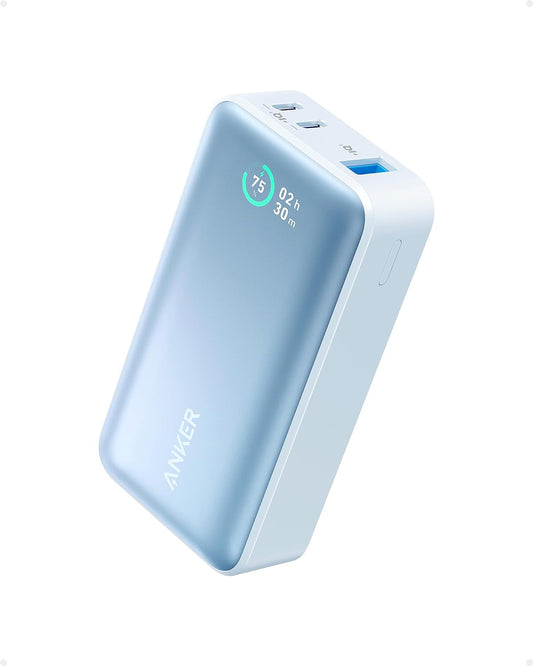 بنك طاقة Anker، شاحن محمول Power IQ 3.0 مع مخرج PD 30W Max (PowerCore 30W)، حزمة بطارية 10,000 مللي أمبير في الساعة لهواتف iPhone 15/15 Plus/15 Pro/15 Pro Max وMacBook وDell وMicrosoft Surface والمزيد باللون الأزرق