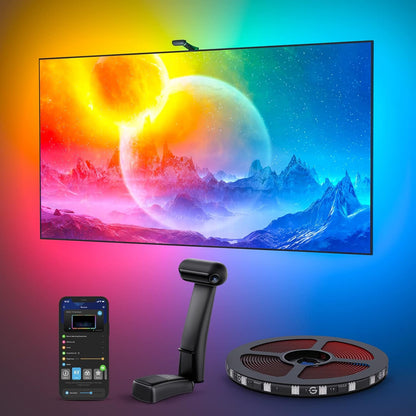 Govee Envisual TV Backlight T2 مع كاميرات مزدوجة، مصابيح خلفية LED RGBIC Wi-Fi بطول 16.4 قدم لأجهزة تلفزيون 75-85 بوصة، خرزات إضاءة مزدوجة، تتكيف مع أجهزة التلفاز الرفيعة للغاية، التحكم الذكي في التطبيقات، مزامنة الموسيقى، H605C