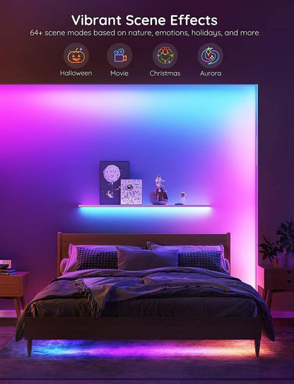 Govee RGBIC Alexa LED Strip Light 10M، مصابيح LED ذكية تعمل بالواي فاي مع Alexa ومساعد Google، DIY مجزأة، مزامنة الموسيقى، أضواء شريط LED متغيرة الألوان لغرفة النوم، المطبخ، المكتب، الهالوين (H618c)