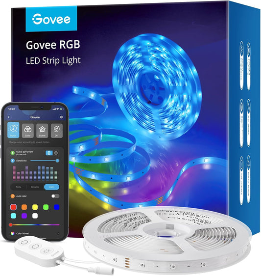 Govee Smart LED Strip Lights، H6127 16.4ft (5M) WiFi LED Strip Lighting يعمل مع Alexa وGoogle Assistant، 16 مليون لون مع التحكم في التطبيقات ومزامنة الموسيقى LED أضواء للغرفة والمطبخ والتلفزيون وعيد الميلاد