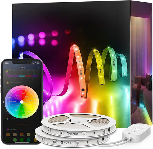 Govee 30M RGBIC LED Strip Lights، تعمل مصابيح LED الذكية مع Alexa و Google Assistant، التحكم في تطبيق WiFi مجزأ DIY بألوان متعددة، أضواء متغيرة الألوان مزامنة الموسيقى، أضواء LED لعيد الميلاد H618F