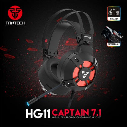 سماعة رأس Fantech HG11 Pro Captain 7.1 للألعاب بصوت محيطي حقيقي واهتزاز فوق الأذن