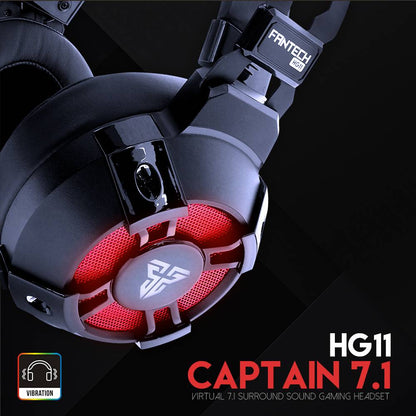 سماعة رأس Fantech HG11 Pro Captain 7.1 للألعاب بصوت محيطي حقيقي واهتزاز فوق الأذن