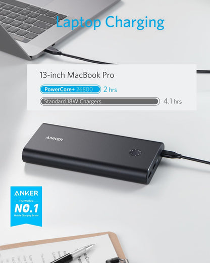 باور بانك Anker PowerCore+ 26800 PD بقوة 45 وات مع شاحن PD بقوة 30 وات، للأجهزة التي تدعم USB-C