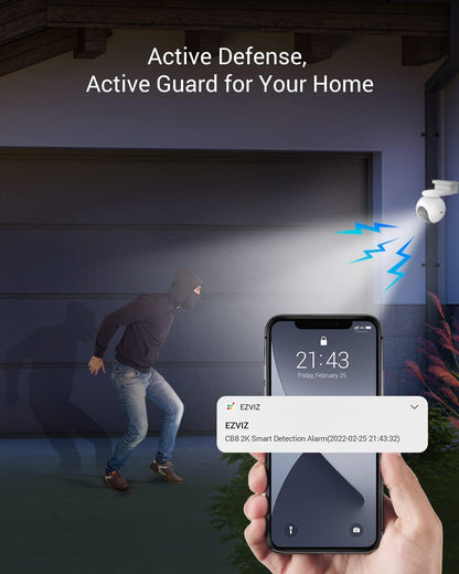 كاميرات أمان لاسلكية خارجية تعمل بالطاقة الشمسية من EZVIZ، 2K 360 درجة، كاميرا أمان منزلية خارجية مع رؤية ليلية ملونة، صوت ثنائي الاتجاه، كشف الحركة بالذكاء الاصطناعي والتنبيه، كاميرا مراقبة، مقاومة للماء، 256 جيجابايت SD