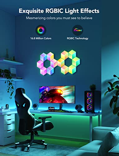 لوحات إضاءة Govee Glide Hexa Pro، مصابيح حائط سداسية ثلاثية الأبعاد RGBIC، إضاءة LED للواي فاي مع مزامنة الموسيقى، تعمل مع مساعد Alexa Google لغرفة المعيشة وغرفة النوم وغرف الألعاب، 10 عبوات (H6066)