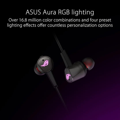 سماعات الألعاب ASUS ROG Cetra II داخل الأذن | سماعات أذن، ميكروفون، ANC، USB-C، إضاءة Aura Sync RGB، حقيبة سفر مجمعة، أطراف سيليكون، متوافقة مع الكمبيوتر المحمول، Switch، هاتف ROG والأجهزة الذكية