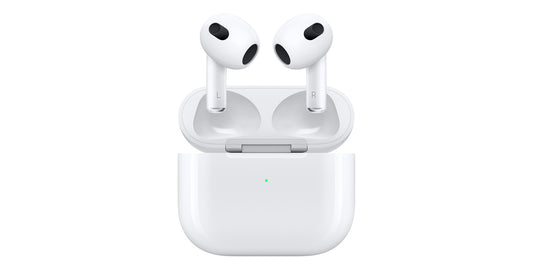 سماعات أذن لاسلكية Apple AirPods (الجيل الثالث)، سماعات رأس بلوتوث، صوت مكاني مخصص، مقاومة للعرق والماء، حافظة شحن لايتنينج متضمنة، عمر بطارية يصل إلى 30 ساعة