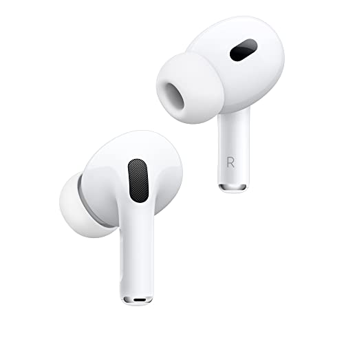 سماعات أذن لاسلكية Apple AirPods Pro (الجيل الثاني) مزودة بشحن USB-C، وسماعات رأس بلوتوث أكثر نشاطًا لإلغاء الضوضاء بما يصل إلى 2X، ووضع الشفافية، وصوت متكيف، وصوت مكاني مخصص