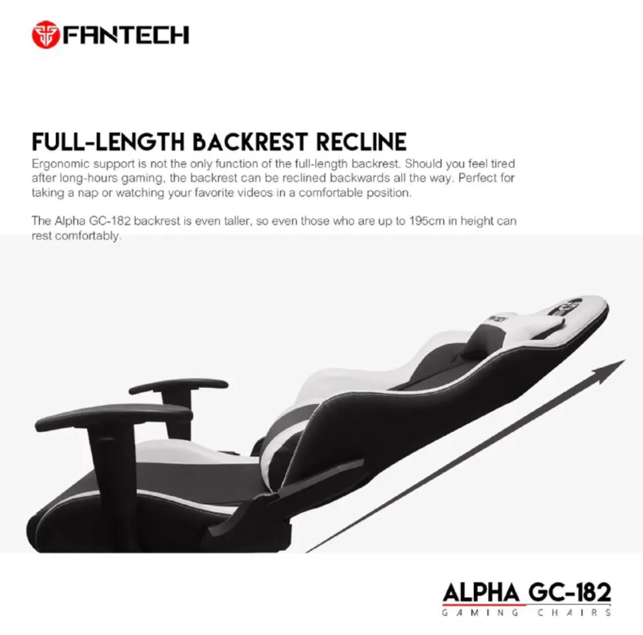 كرسي الألعاب Fantech GC182 GC-182 Alpha Racing Style باللون الأحمر