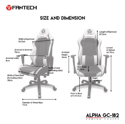 كرسي الألعاب Fantech GC182 GC-182 Alpha Racing Style باللون الأحمر