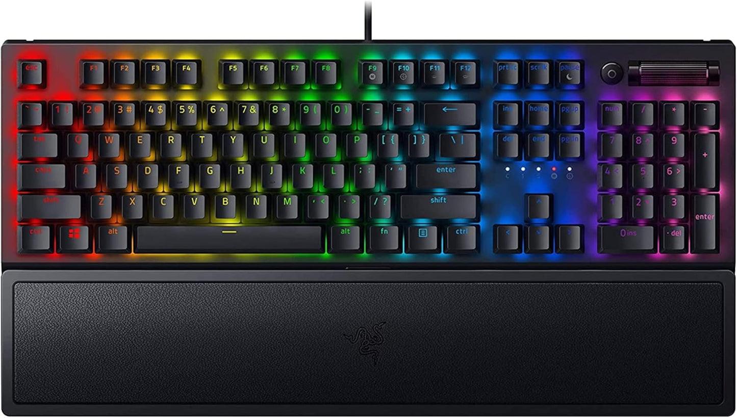 لوحة مفاتيح الألعاب الميكانيكية Razer BlackWidow V3: مفاتيح ميكانيكية خضراء - تعمل باللمس والنقر - إضاءة Chroma RGB - عامل شكل مضغوط - وظائف ماكرو قابلة للبرمجة - أسود كلاسيكي